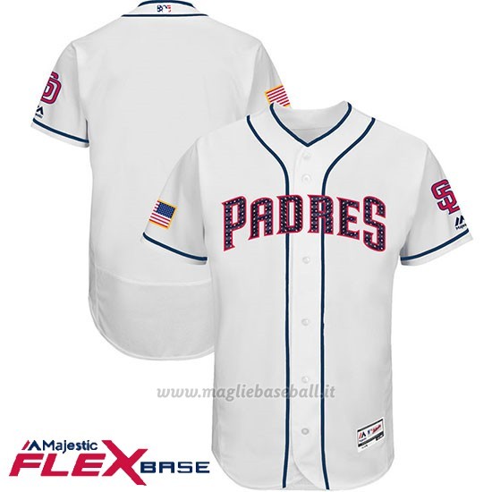Maglia Baseball Uomo San Diego Padres 2017 Estrellas y Rayas Bianco Flex Base